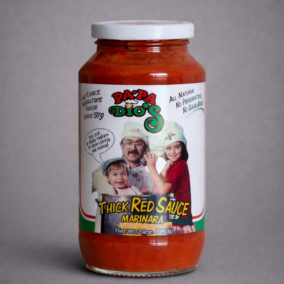 Papa Dio’s Thick Red Sauce marinara close-up.