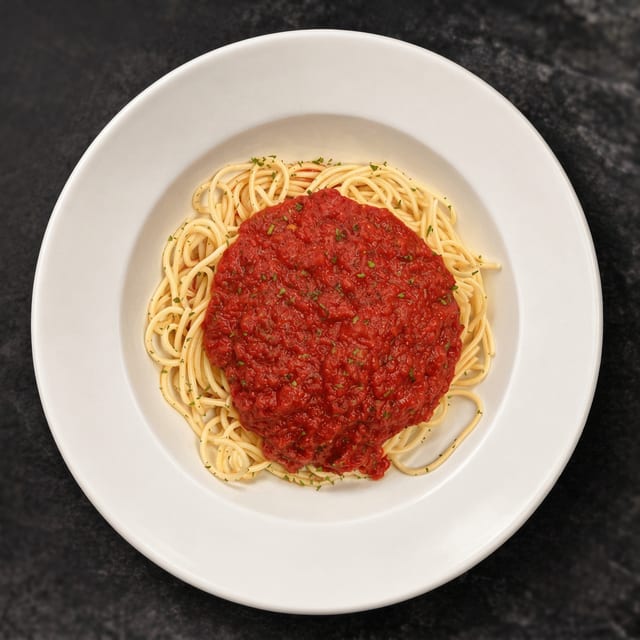 Side of Spaghetti with Thick Red Sauce.