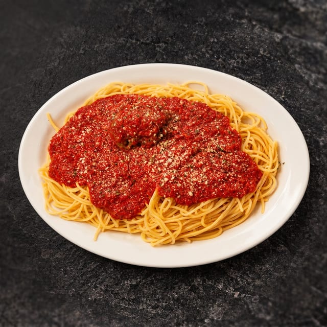 Light Spaghettini with Red Sauce & 1 Meatball.